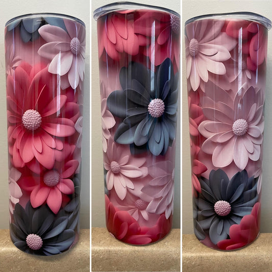 3D Pink Blue White 20 oz Tumbler