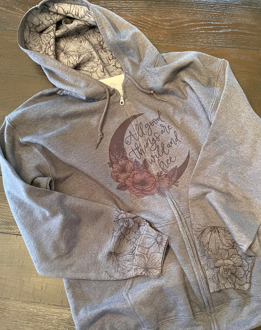 “Wild and Free” zip up hoodie